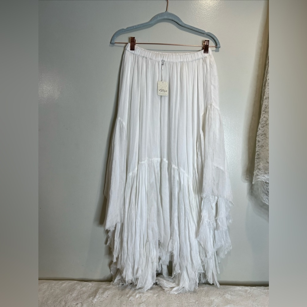 Free People Fp One Clover Skirt Asymmetrical Tiered in Ivory - Picture 5 of 7